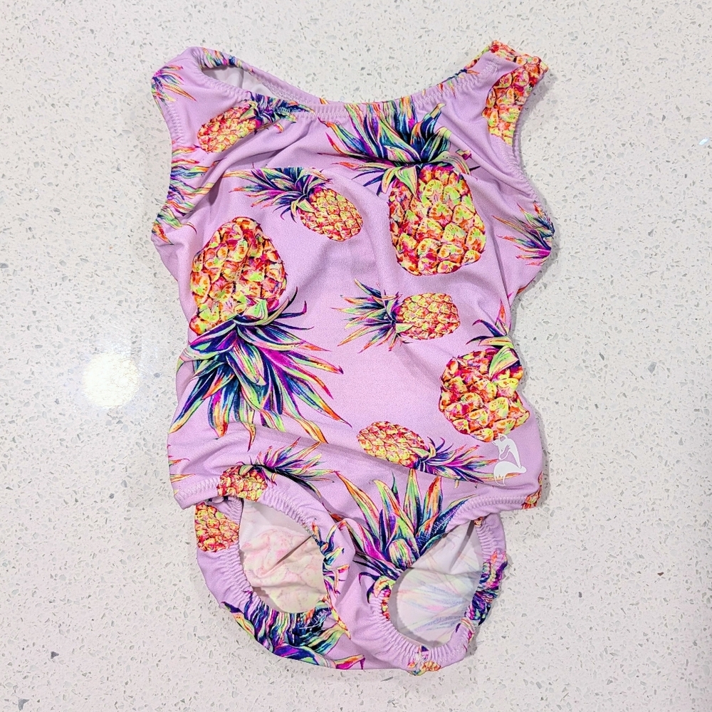 TINY TODDLER XXS Foxy Gymnastics Dance Leotard NEON Pineapples XX Small TD 2T-3T